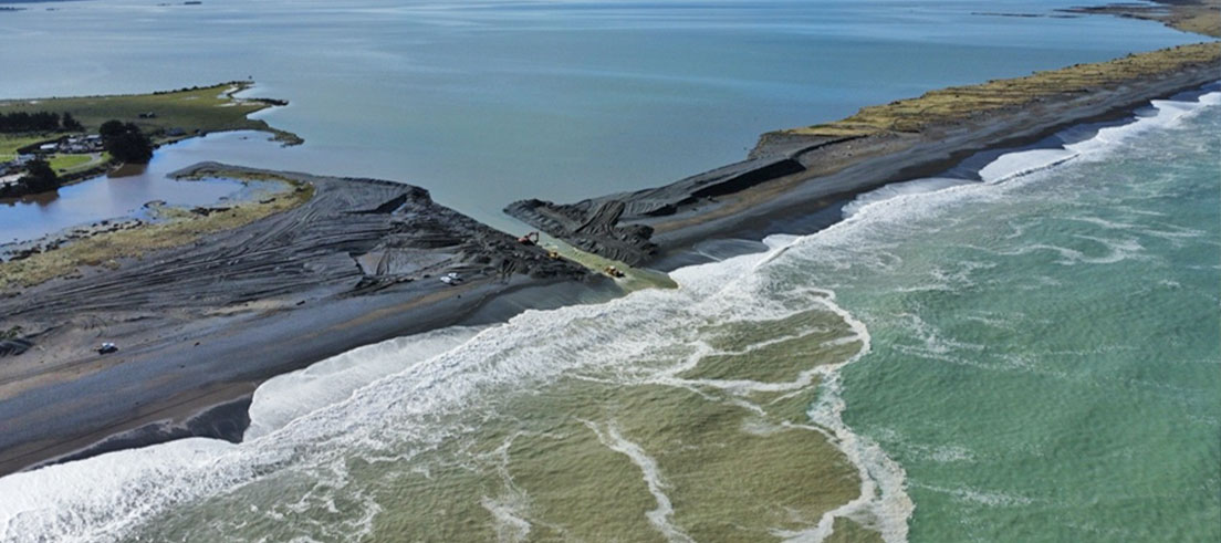Te Waihora/Lake Ellesmere open to the sea